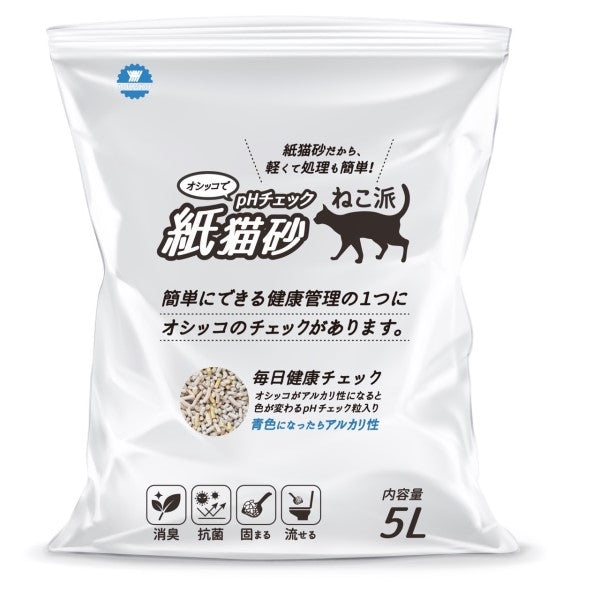 オシッコでpHチェック 紙猫砂 5L 白 40cmx23cmx8cm