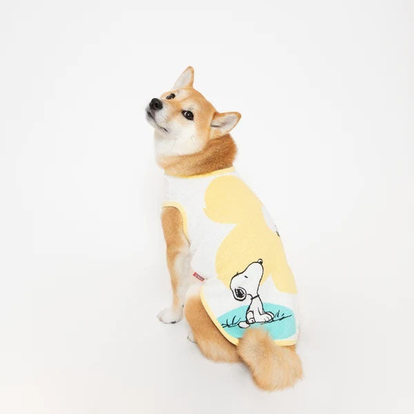 PEANUTS スヌーピーワッフルタンクフラワー イエロー パープル