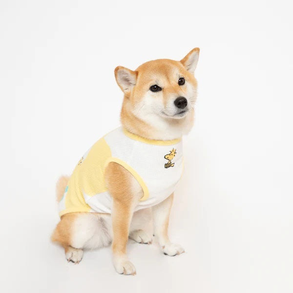 PEANUTS スヌーピーワッフルタンクフラワー イエロー パープル