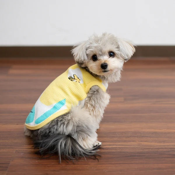 PEANUTS スヌーピーワッフルタンクフラワー イエロー パープル