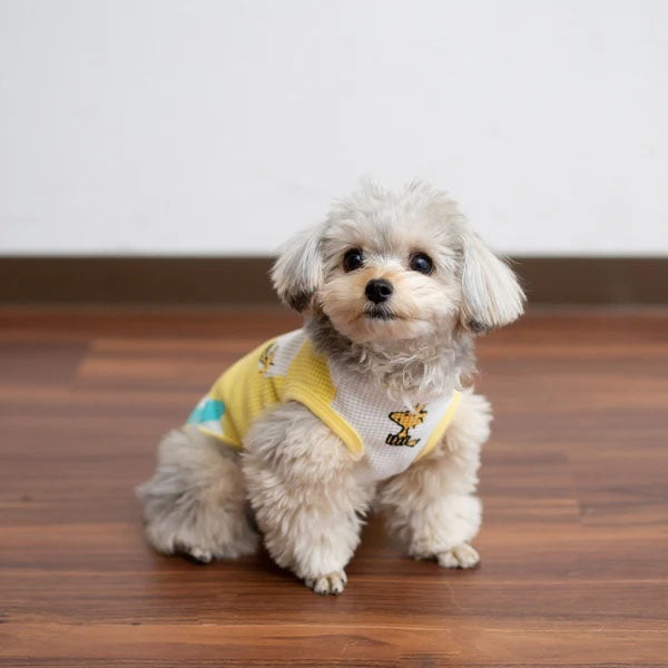 PEANUTS スヌーピーワッフルタンクフラワー イエロー パープル