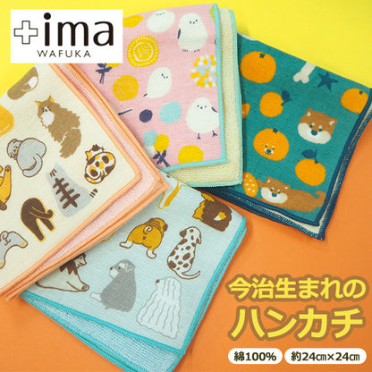 +ima 今治生まれのガーゼパイルハンカチ 綿100％ 日本製 24×24cm 薄手 吸水 タオルハンカチ ミニタオル プチギフト