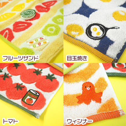 プレーリードッグ Meets GuuGuu 今治タオル ジャガードハンカチ 食べ物柄 綿100％ 日本製 23×23cm タオルハンカチ ミニタオル プチギフト