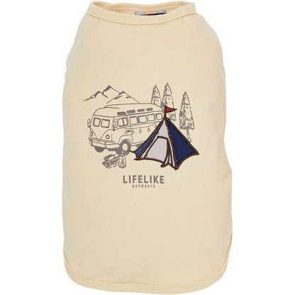 LIFELIKE ライフライク キャンピングパッチタンク 犬服 タンクトップ 犬用Tシャツ ベージュ 3号 伸縮 消臭 アウトドア ドッグウェア