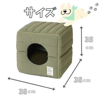 LIFELIKE ライフライク ミルアウトドアボアサイコロベッド カーキ 犬用ベッド ペットベッド ペットハウス ボア 秋冬 犬 猫 室内