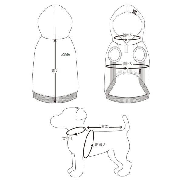 LIFELIKE ライフライク ベーシックロゴフーディー 犬服 ドッグウェア パーカー フード付き 秋冬 小型犬 中型犬 お散歩 おでかけ 131W02
