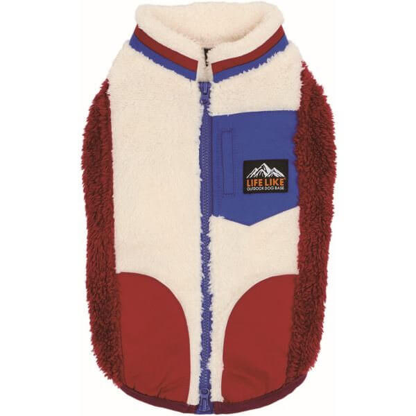 LIFELIKE ライフライク OUTDOORカラーブロックベスト 犬服 ドッグウェア ベスト ボアフリース 秋冬 あったか 防寒 背開き お散歩 131W10