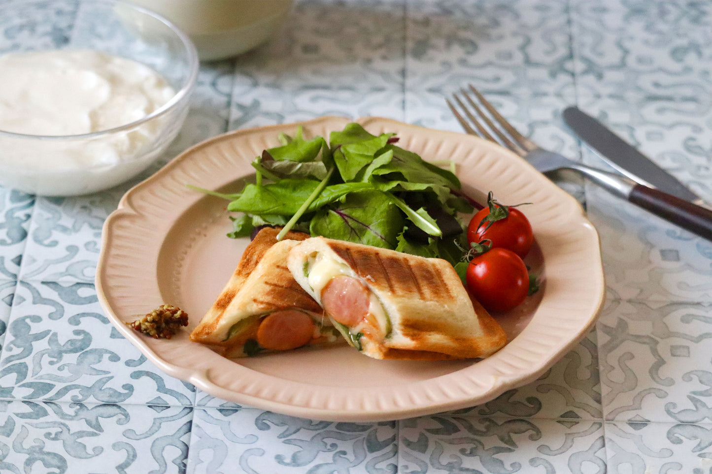 ハーフホットサンド　オレンジ/ピンク/ブルー/グリーン　お料理　サンドイッチ　朝食　ブランチ　ランチ　おやつ　お手軽　時短　レンジ調理　ギフト